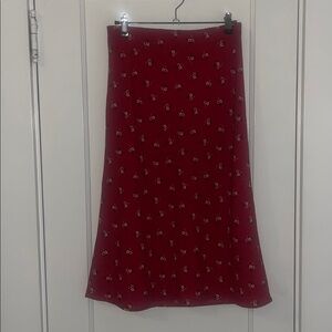 Aeropostale Red Floral Midi Skirt